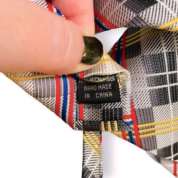 Bruno Conte Plaid Multicolor Big & Tall Extra Long Tie - Picture 4 of 4